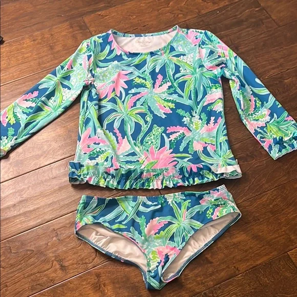 Lilly Pulitzer Two-Piece Rashguard Bikini Set, size 10 - Picture 1 of 10
